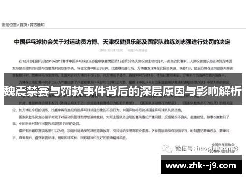 魏震禁赛与罚款事件背后的深层原因与影响解析